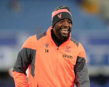 Jean-Philippe Mateta of Crystal Palace warms up before ahead of the match, during the Emirates FA Cup Third Round Replay match Everton vs Crystal Palace at Goodison Park, Liverpool, United Kingdom, 17th January 202 clipart