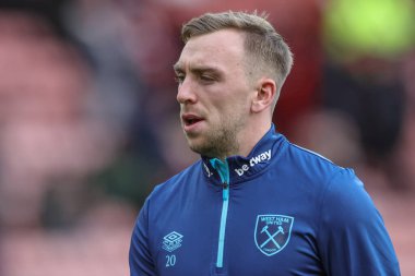 West Ham United takımından Jarrod Bowen Premier League maçında Sheffield United ile West Ham United Bramall Lane, Sheffield, İngiltere 'de 21 Ocak 202' de karşılaştı.