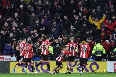 Sheffield United takımından Oliver McBurnie, 21 Ocak 202 'de Bramall Lane, Sheffield, İngiltere' de oynanan Premier League maçında 2-2 'lik galibiyetini kutluyor.