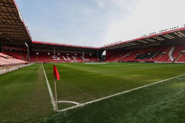 Bramall Lane 'in Premier Lig maçı sırasında Sheffield United ile West Ham United' ın Bramall Lane, Sheffield, İngiltere 'de 21 Ocak 202' de oynadığı maçın genel görünümü.