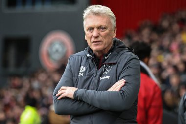 Premier Lig maçında West Ham United 'ın David Moyes teknik direktörü Sheffield United' a karşı Bramall Lane, Sheffield, İngiltere, 21 Ocak 202