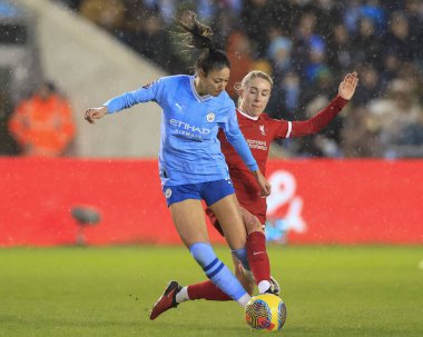 Manchester City 'den Leila Ouahabi' ye Liverpool 'lu Missy Bo Kearns, 21 Ocak 202' de İngiltere 'nin Joie Stadyumu' nda oynanan Liverpool Kadınlar Liverpool Kadınlar maçında meydan okuyor.