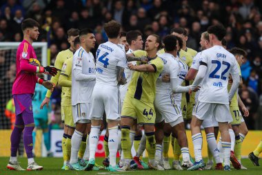 Tempers rise between the two teams during the Sky Bet Championship match Leeds United vs Preston North End at Elland Road, Leeds, United Kingdom, 21st January 202 clipart