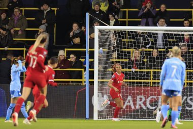 Liverpool 'dan Taylor Hinds, 21 Ocak 202' de Joie Stadyumu 'nda oynanan FA Bayanlar Süper Ligi karşılaşmasında 0-1' lik skoru kutluyor.