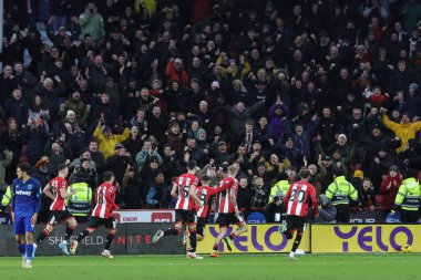 Sheffield United takımından Oliver McBurnie, 21 Ocak 202 'de Bramall Lane, Sheffield, İngiltere' de oynanan Premier League maçında 2-2 'lik galibiyetini kutluyor.