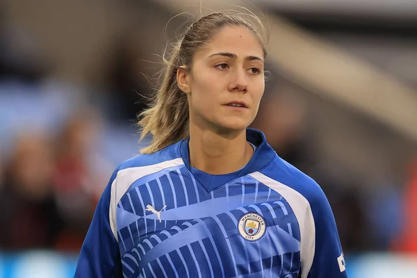 Stock image Laia Aleixandri of Manchester City during the warm up  ahead of the The FA Women's Super League match Manchester City Women vs Liverpool Women at Joie Stadium, Manchester, United Kingdom, 21st January 202