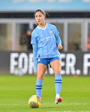 Manchester City Women 'dan Laia Aleixandri, Manchester City Women - Liverpool Women maçında 21 Ocak 2024' te Joie Stadyumu 'nda maç yapıyor.