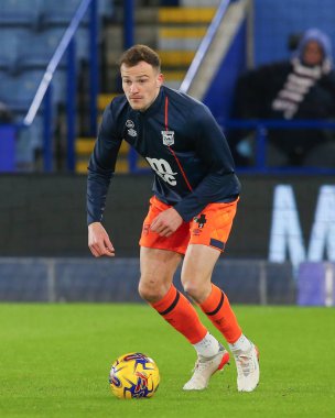 Ipswich Town 'dan George Edmundson maçtan önce ısınıyor, Gök İddia Şampiyonası maçında Leicester City, Ipswich Town' a karşı King Power Stadyumu, Leicester, Birleşik Krallık, 22 Ocak 202
