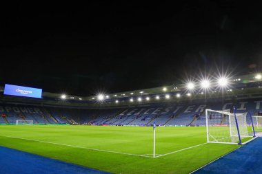 Leicester City 'nin evi olan King Power Stadyumu' nun, Leicester City 'nin, Leicester City ile Ipswich Town maçı öncesinde, 22 Ocak 202' de King Power Stadyumu 'nda genel bir görüntüsü var.