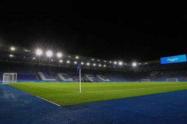 Leicester City 'nin evi olan King Power Stadyumu' nun, Leicester City 'nin, Leicester City ile Ipswich Town maçı öncesinde, 22 Ocak 202' de King Power Stadyumu 'nda genel bir görüntüsü var.