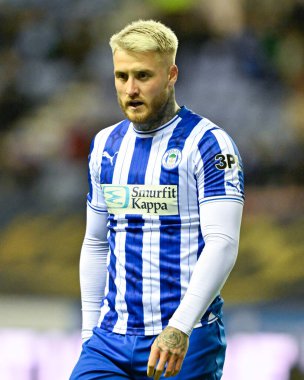 Wigan Atletizm takımından Stephen Humphrys, Wigan Atletizm Ligi 1 karşılaşmasında Wigan Atletizm Karşıtı Wycombe Wanderers, DW Stadyumu, Wigan, Birleşik Krallık, 23 Ocak 202