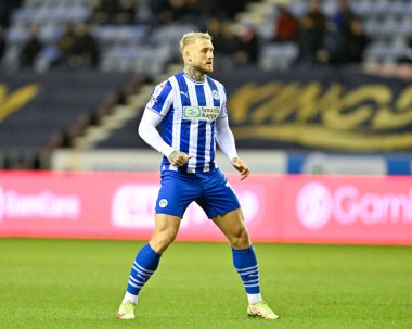 Wigan Atletizm takımından Stephen Humphrys, Wigan Atletizm Ligi 1 karşılaşmasında Wigan Atletizm Karşıtı Wycombe Wanderers, DW Stadyumu, Wigan, Birleşik Krallık, 23 Ocak 202