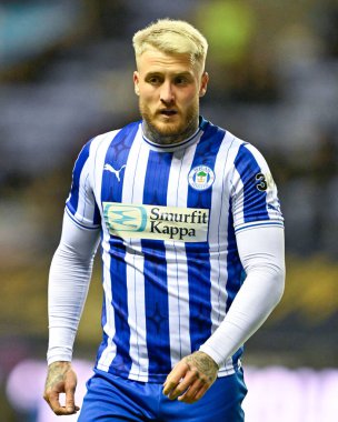 Wigan Atletizm takımından Stephen Humphrys, Wigan Atletizm Ligi 1 karşılaşmasında Wigan Atletizm Karşıtı Wycombe Wanderers, DW Stadyumu, Wigan, Birleşik Krallık, 23 Ocak 202