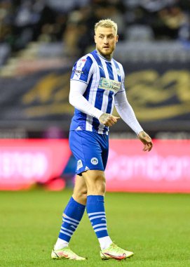 Wigan Atletizm takımından Stephen Humphrys, Wigan Atletizm Ligi 1 karşılaşmasında Wigan Atletizm Karşıtı Wycombe Wanderers, DW Stadyumu, Wigan, Birleşik Krallık, 23 Ocak 202
