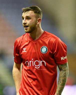 Wycombe Wanderers takımından Luke Leahy, Wigan Atletizm vs Wycombe Wanderers maçında Wigan Stadyumu, Wigan, İngiltere 'de 23 Ocak 202