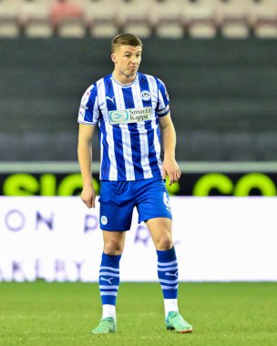 Wigan Atletizm takımından Charlie Hughes, Wigan Atletizm Ligi 1 maçında Wigan Atletizm ve Wycombe Wanderers 'a karşı DW Stadyumu, Wigan, İngiltere, 23 Ocak 202