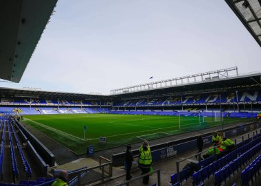 Goodison Park 'ın maçtan önceki iç saha görüntüsü, 27 Ocak 202 tarihinde Birleşik Krallık' ın Liverpool kentinde oynanan dördüncü tur müsabaka Everton-Luton Town maçı sırasında çekildi.