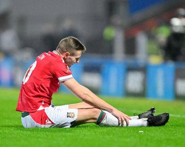 Wrexham 'dan Paul Mullin, Birleşik Krallık' ın Blackburn kentinde oynanan dördüncü tur Blackburn Rovers - Wrexham karşılaşmasında üzgün görünüyor.