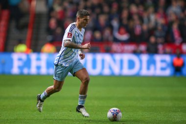 Nottingham Ormanı 'ndan Nicols Domnguez, 26 Ocak 2024 tarihinde Bristol City, Bristol, İngiltere' nin başkenti Bristol 'da oynanan dördüncü tur Bristol City - Nottingham Forest karşılaşmasında topla ilerliyor.