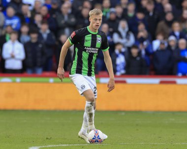 Brighton & Hove Albion takımından Jan Paul van Hecke, Birleşik Krallık 'ın başkenti Sheffield Lane' de düzenlenen dördüncü tur müsabaka Sheffield United ve Hove Albion maçında topu kontrol ediyor.