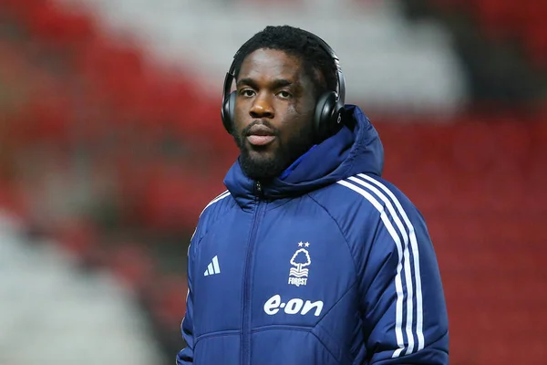 stock image Orel Mangala of Nottingham Forest arrives ahead of the Emirates FA Cup Fourth Round match Bristol City vs Nottingham Forest at Ashton Gate, Bristol, United Kingdom, 26th January 202