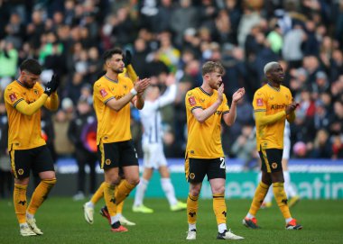 Wolverhampton Wanderers, 28 Ocak 202 'de Birleşik Krallık' ın başkenti Hawthorns 'ta oynanan dördüncü tur müsabaka Batı Bromwich Albion-Wolverhampton Wanderers karşılaşmasında taraftarlarını alkışlıyor.