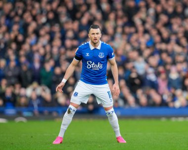 Everton 'dan Jack Harrison, Birleşik Krallık' ın Liverpool şehrinde oynanan dördüncü tur müsabakasında Everton, Luton Town 'a karşı.