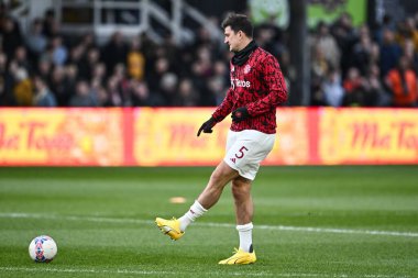 Manchester United takımından Harry Maguire, 28 Ocak 202 'de, Birleşik Krallık' ın Newport kentinde oynanan, Newport County ile Manchester United arasındaki dördüncü tur karşılaşması öncesinde oynanan maç öncesi ısınma maçında...