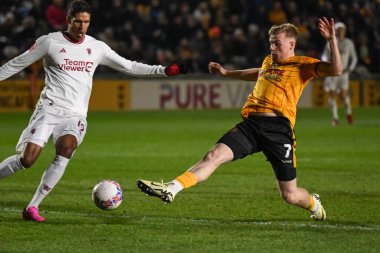Will Evans of Newport County scores to make it 2-2during the Emirates FA Cup Fourth Round match Newport County vs Manchester United at Rodney Parade, Newport, United Kingdom, 28th January 202 clipart