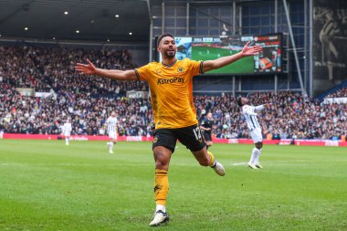 Wolverhampton Wanderers 'dan Matheus Cunha, 28 Ocak 202' de Birleşik Krallık 'ın başkenti West Bromwich' te oynanan dördüncü tur müsabaka Batı Bromwich Albion-Wolverhampton Wanderers maçında 0-2 'lik galibiyet golünü kutluyor.