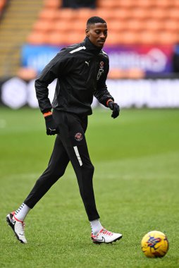 Blackpool 'dan Marvin Ekpiteta, 27 Ocak 202' de Bloomfield Road, Blackpool 'da oynanan Blackpool-Charlton Atletizm karşılaşmasında oynanan Sky Bet Ligi 1 maçı öncesinde oynanan ısınma maçında...