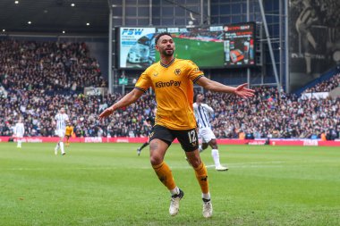 Wolverhampton Wanderers 'dan Matheus Cunha, 28 Ocak 202' de Birleşik Krallık 'ın başkenti West Bromwich' te oynanan dördüncü tur müsabaka Batı Bromwich Albion-Wolverhampton Wanderers maçında 0-2 'lik galibiyet golünü kutluyor.