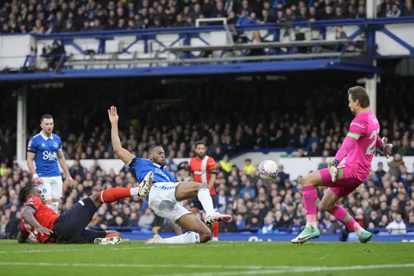 Luton Town 'dan Tim Krul, 27 Ocak 202 tarihinde İngiltere' nin Liverpool kentinde Goodison Park 'ta oynanan dördüncü tur müsabaka Everton-Luton Town karşılaşmasında Everton' un Everton 'dan attığı şutu blokladı.