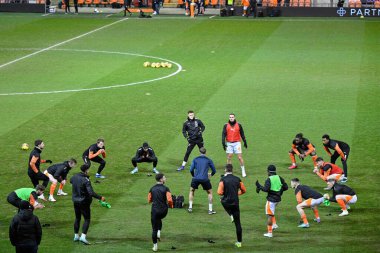 Blackpool, Bristol Street Motors Kupa Çeyreği final maçında Bloomfield Road, Blackpool 'da Bolton Wanderers' a karşı 30 Ocak 202 'de ısındı.