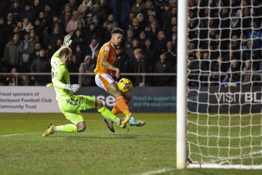 Blackpool 'dan Jordan Lawrence-Gabriel 30 Ocak 202' de Bloomfield Road, Blackpool 'da oynanan Bristol Street Motors Kupa Çeyreği Finali' nde ofsayt skoru yaptı.