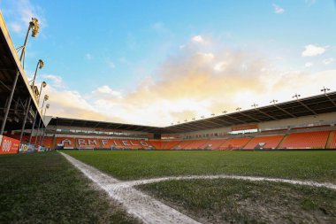 Bloomfield Road 'un Bristol Street Motors Kupa Çeyreği Finali sırasında Bloomfield Road, Blackpool, İngiltere' de oynanan Blackpool-Bolton Wanderers maçının genel görüntüsü.