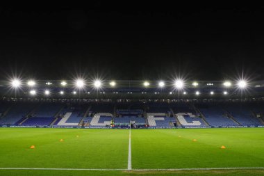 King Power Stadyumu, Leicester City 'nin 30 Ocak 202' de King Power Stadyumu 'nda Leicester City ile Swansea City arasındaki Sky Bet Şampiyonası maçının genel görüntüsü.