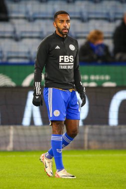 Leicester City 'den Ricardo Pereira 30 Ocak 202' de King Power Stadyumu 'nda oynanan Sky Bet Şampiyonası öncesinde oynanan maç öncesi ısınma maçında Leicester City, Swansea City' ye karşı.