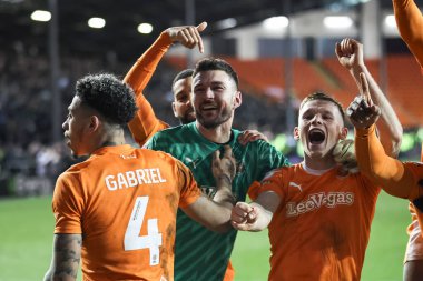 Blackpool 'dan Richard O' Donnell Blackpool 'dan Jordan Lawrence-Gabriel Blackpool' dan Andy Lyons Bristol Street Motors Kupa Çeyreği final maçı Blackpool Bolton Wanderers 'a karşı Bloomfield Road, Blackpool, İngiltere, 30t