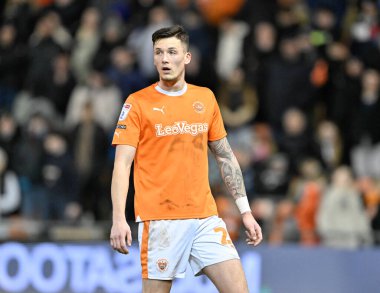 Blackpool 'dan Oliver Casey, Bristol Street Motors Çeyrek Final Maçı' nda Blackpool Bolton Wanderers 'a karşı Bloomfield Road, Blackpool, Birleşik Krallık, 30 Ocak 202