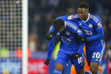 Leicester City 'den Stephy Mavididi, 30 Ocak 202' de King Power Stadyumu 'nda Leicester City ile Swansea City arasındaki Sky Bet Şampiyonası maçında 2-0' lık galibiyetini kutluyor.