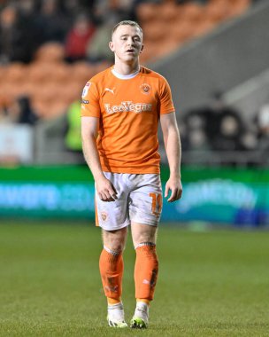 Blackpool 'dan Shayne Lavery, Bristol Street Motors Kupa Çeyreği Finali' nde Blackpool Bolton Wanderers 'a karşı Bloomfield Road, Blackpool, İngiltere, 30 Ocak 202