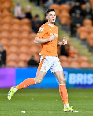 Blackpool 'dan Oliver Casey, Bristol Street Motors Çeyrek Final Maçı' nda Blackpool Bolton Wanderers 'a karşı Bloomfield Road, Blackpool, Birleşik Krallık, 30 Ocak 202
