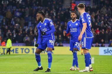 Leicester City 'den Stephy Mavididi, 30 Ocak 202' de King Power Stadyumu 'nda Leicester City ile Swansea City arasındaki Sky Bet Şampiyonası maçında 2-0' lık galibiyetini kutluyor.
