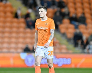 Blackpool 'dan Oliver Casey, Bristol Street Motors Çeyrek Final Maçı' nda Blackpool Bolton Wanderers 'a karşı Bloomfield Road, Blackpool, Birleşik Krallık, 30 Ocak 202
