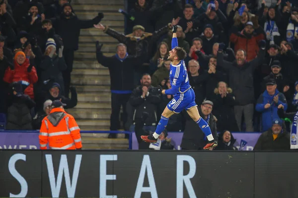 Yunus Akgn Leicester City Celebrates His Goal Make Sky Bet — Stock Photo, Image