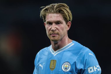 Manchester City Premier League maçı sırasında Kevin De Bruyne ile Manchester City arasında Etihad Stadyumu, Manchester, Birleşik Krallık 'ta 31 Ocak 2024