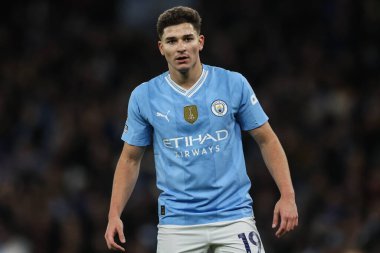 Manchester City 'den Julin Ivarez Premier Lig maçı sırasında Manchester City, Etihad Stadyumu' nda Burnley 'e karşı 31 Ocak 2024