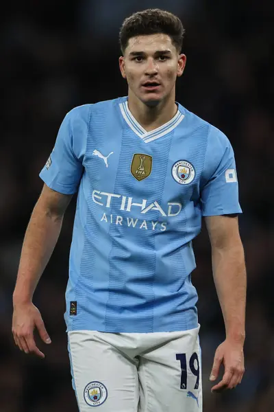 Julin Lvarez Del Manchester City Durante Partita Premier League Manchester — Foto Stock