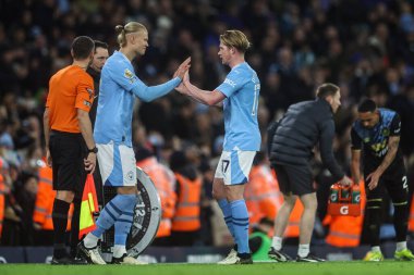 Manchester City 'den Erling Hland, Manchester City - Etihad Stadyumu' nda oynanan Premier League karşılaşmasında Manchester City 'den Kevin De Bruyne' un yerini aldı.